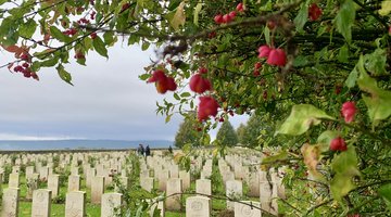 Herbstliche Stimmung auf den Gräbern des Ersten Weltkriegs in Kassel-Niederzwehren